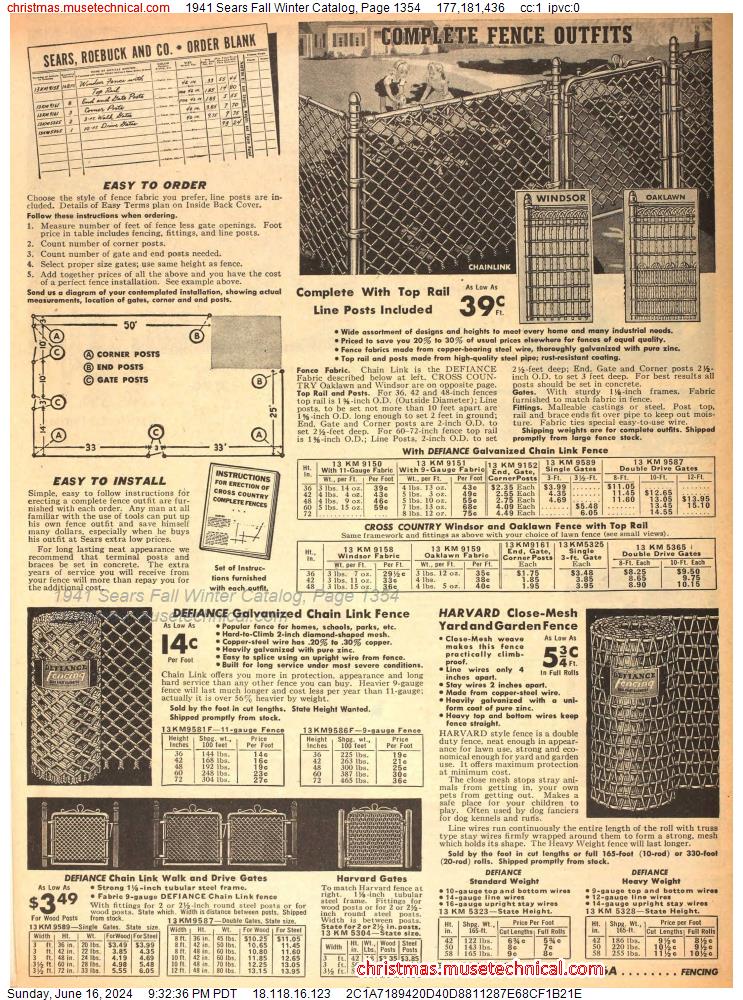 1941 Sears Fall Winter Catalog, Page 1354