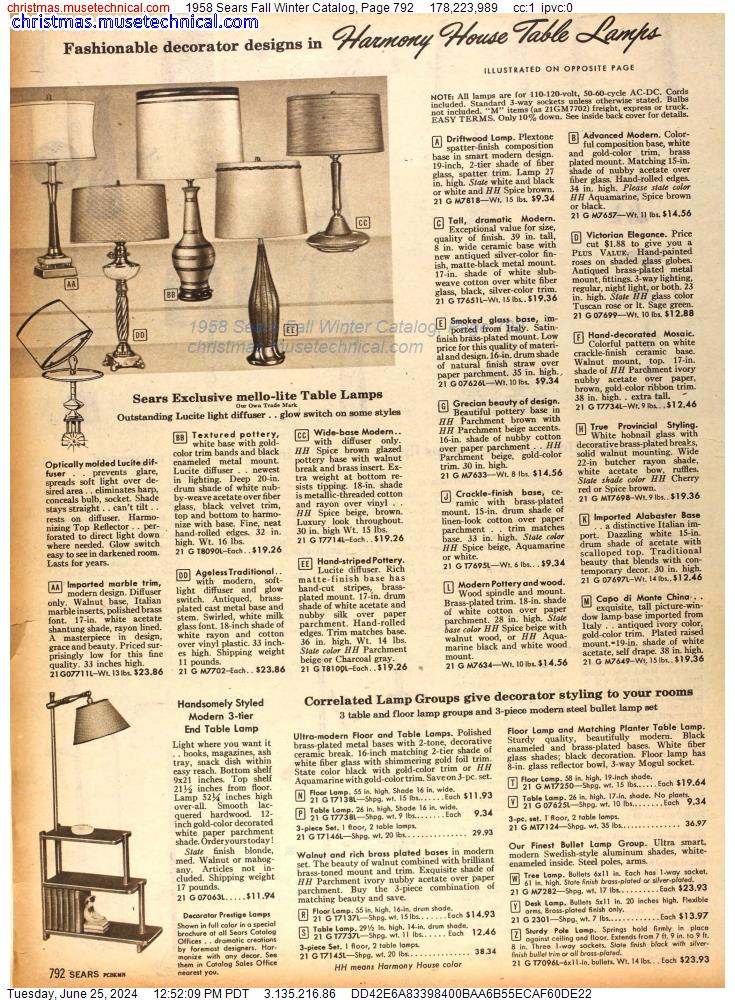 1958 Sears Fall Winter Catalog, Page 792