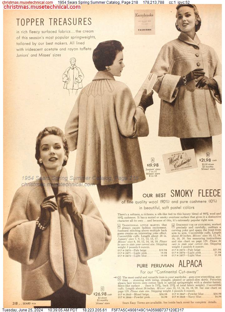 1954 Sears Spring Summer Catalog, Page 218