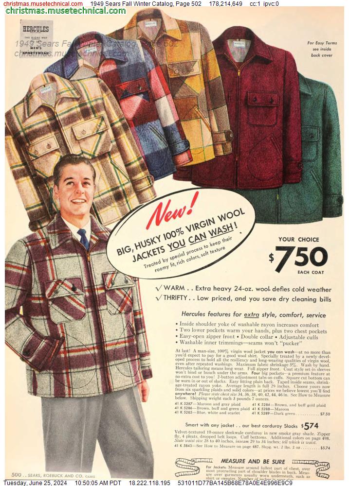 1949 Sears Fall Winter Catalog, Page 502