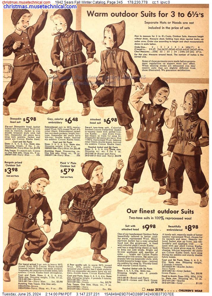 1942 Sears Fall Winter Catalog, Page 345