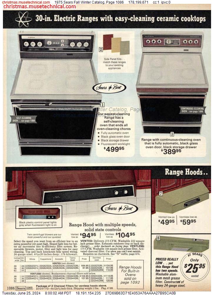 1975 Sears Fall Winter Catalog, Page 1086