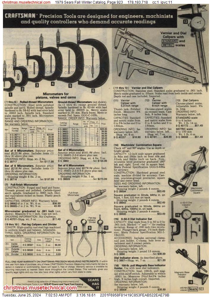 1979 Sears Fall Winter Catalog, Page 923