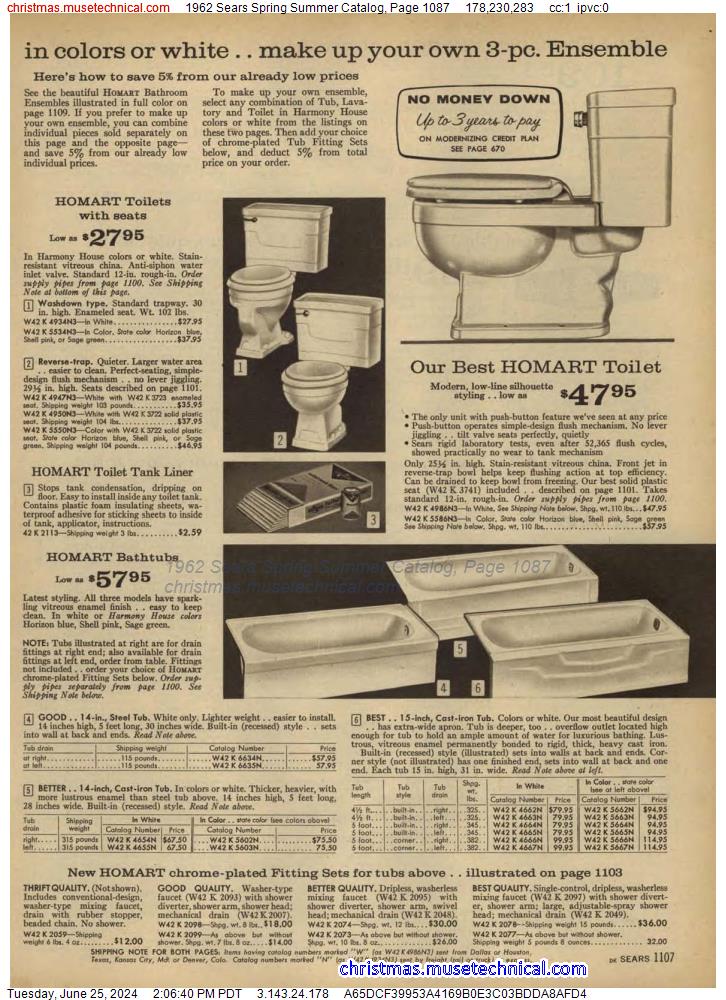 1962 Sears Spring Summer Catalog, Page 1087