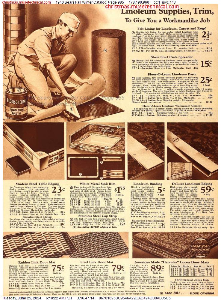 1940 Sears Fall Winter Catalog, Page 985