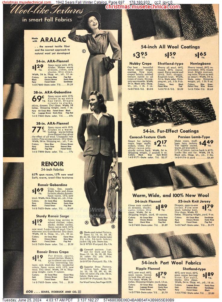 1942 Sears Fall Winter Catalog, Page 697