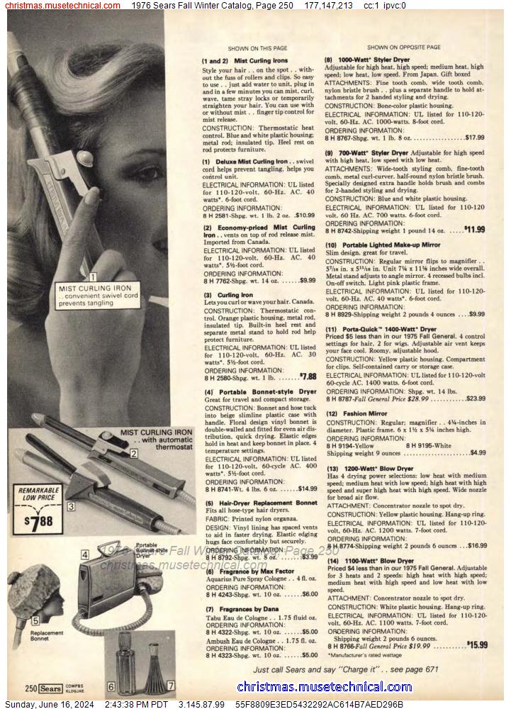 1976 Sears Fall Winter Catalog, Page 250