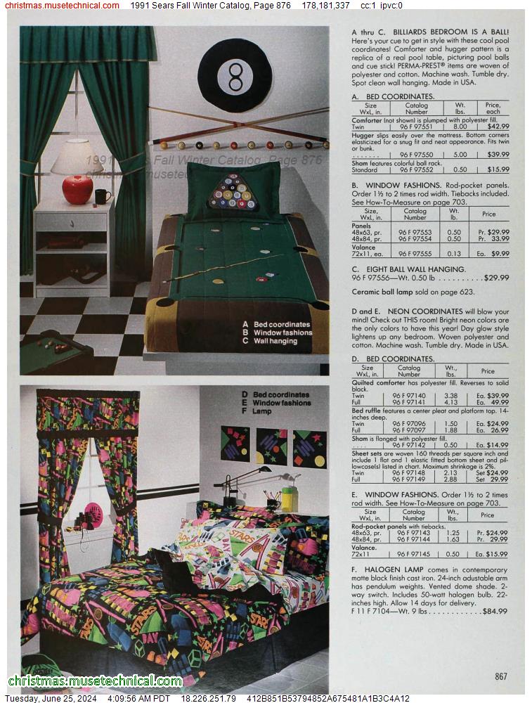 1991 Sears Fall Winter Catalog, Page 876