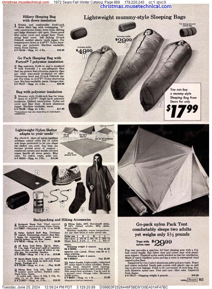 1972 Sears Fall Winter Catalog, Page 869