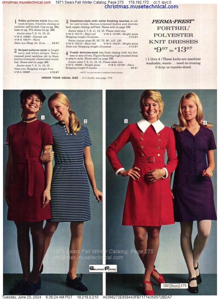1971 Sears Fall Winter Catalog, Page 275
