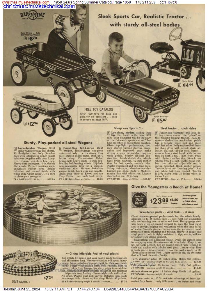 1959 Sears Spring Summer Catalog, Page 1050