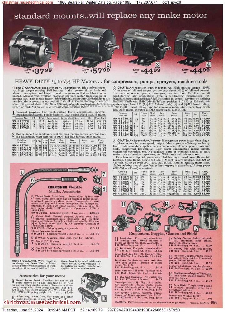 1966 Sears Fall Winter Catalog, Page 1095