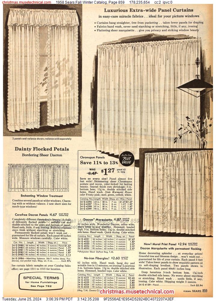 1958 Sears Fall Winter Catalog, Page 859
