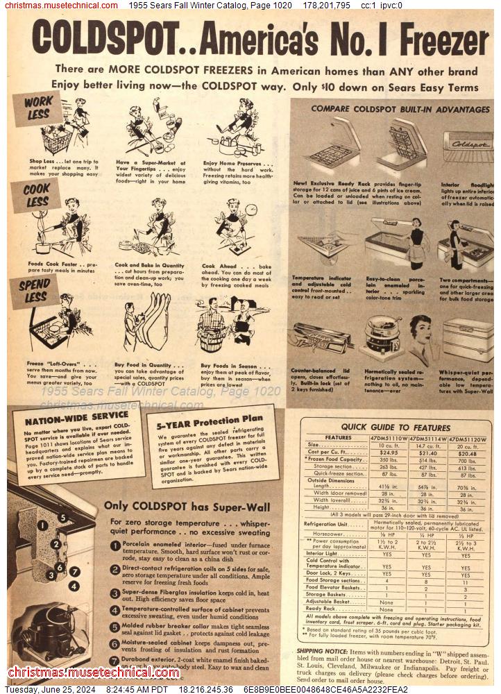 1955 Sears Fall Winter Catalog, Page 1020