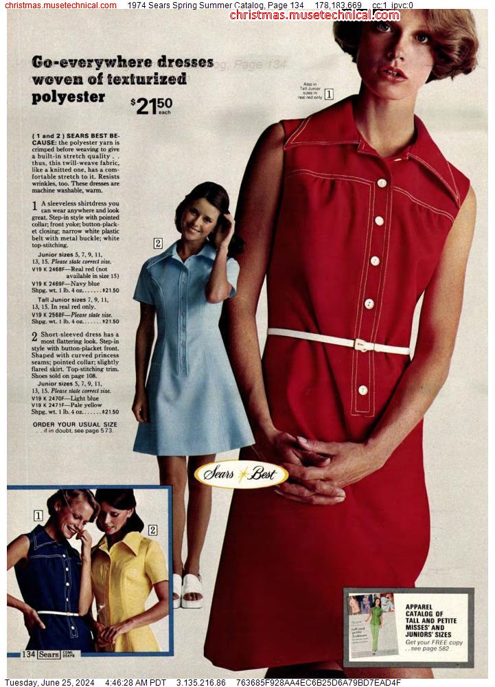 1974 Sears Spring Summer Catalog, Page 134