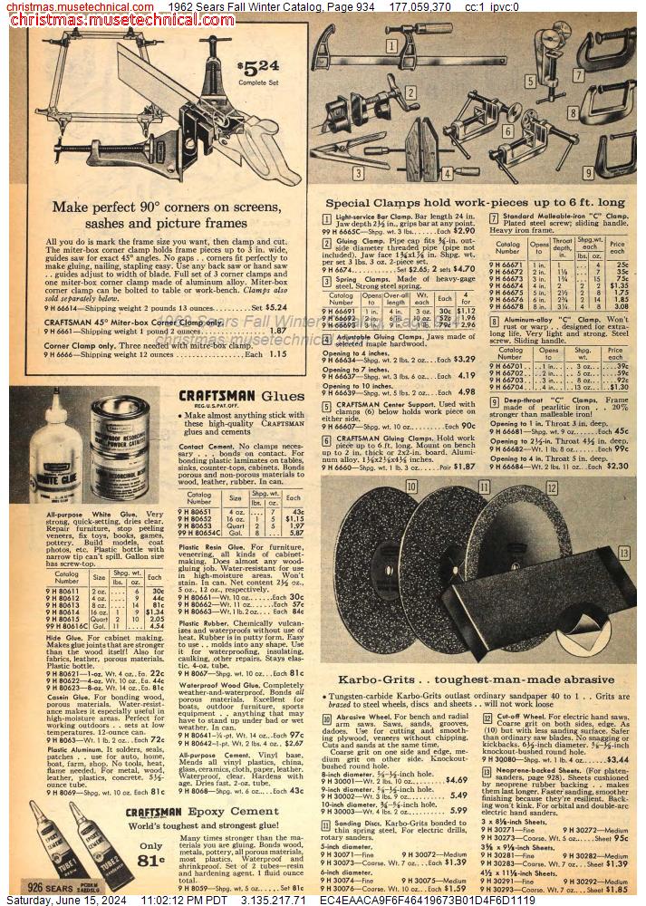 1962 Sears Fall Winter Catalog, Page 934