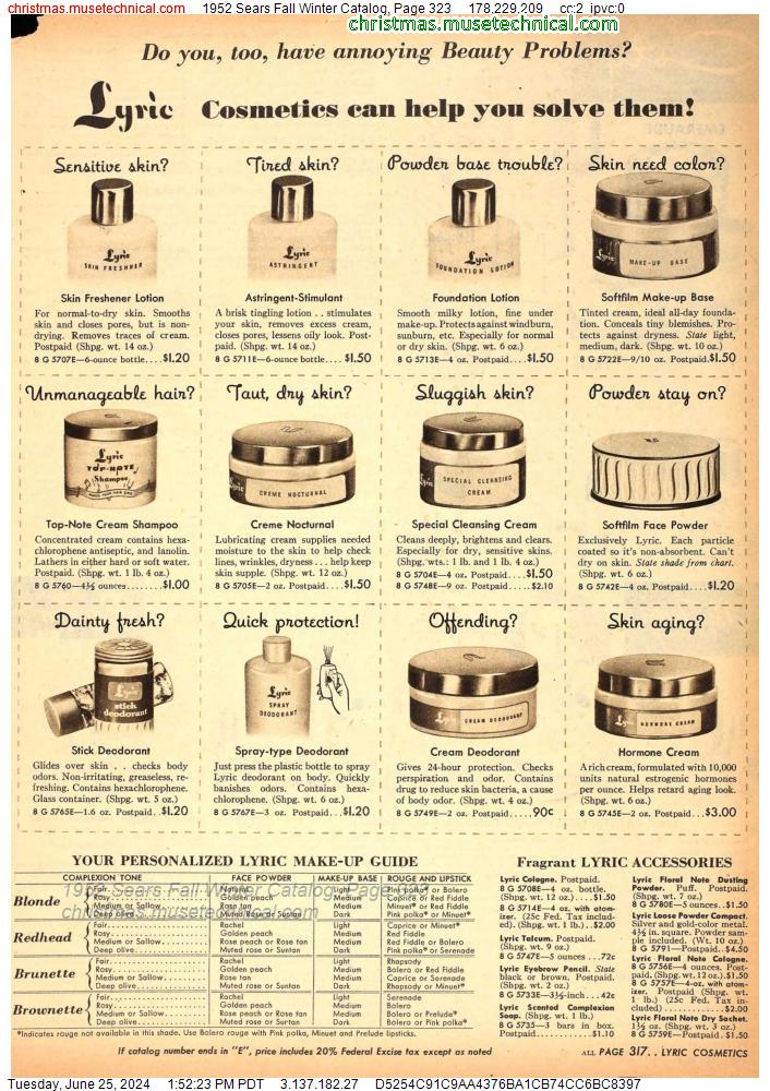 1952 Sears Fall Winter Catalog, Page 323