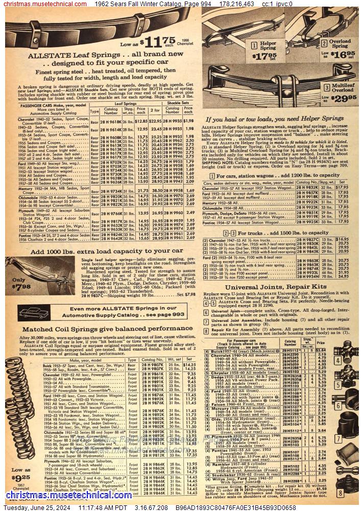 1962 Sears Fall Winter Catalog, Page 994