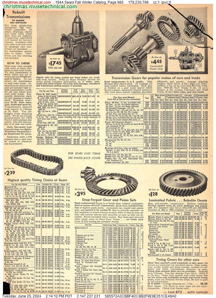 1944 Sears Fall Winter Catalog, Page 985