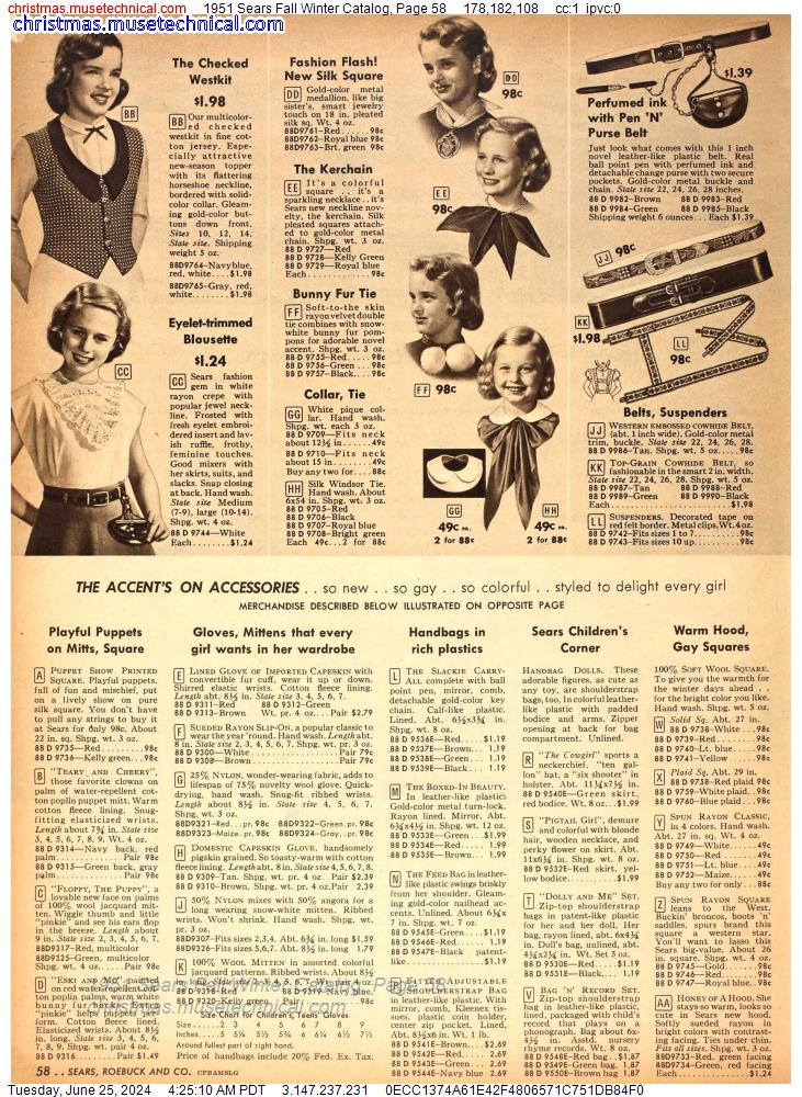 1951 Sears Fall Winter Catalog, Page 58