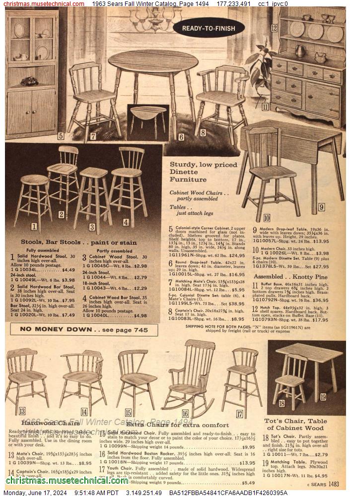 1963 Sears Fall Winter Catalog, Page 1494