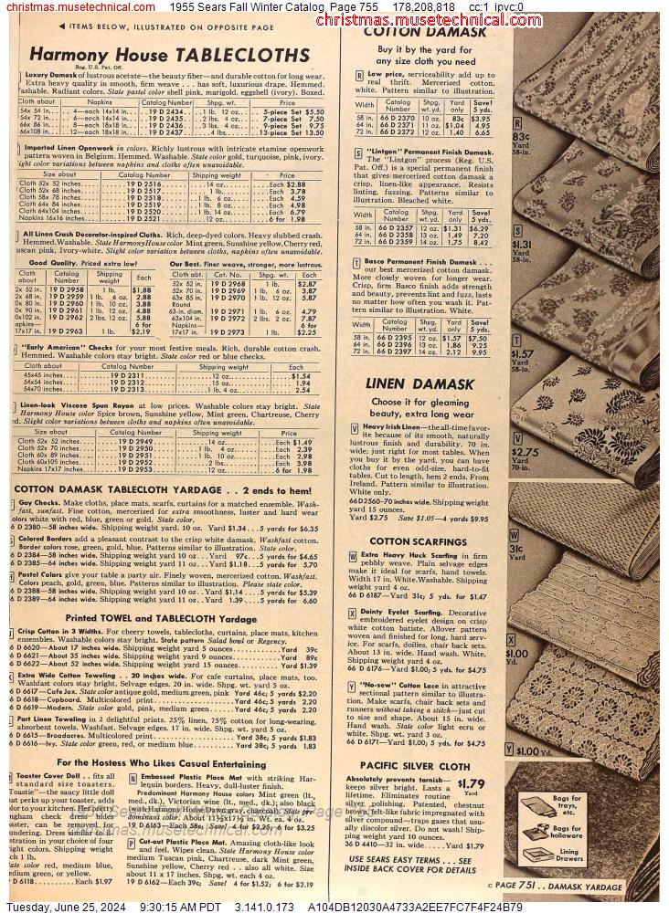 1955 Sears Fall Winter Catalog, Page 755