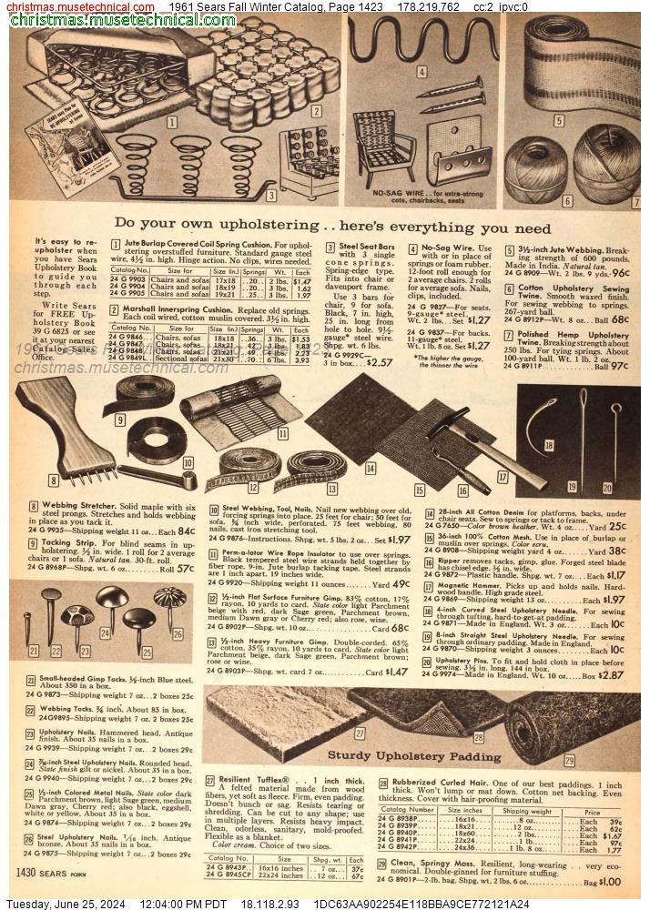 1961 Sears Fall Winter Catalog, Page 1423