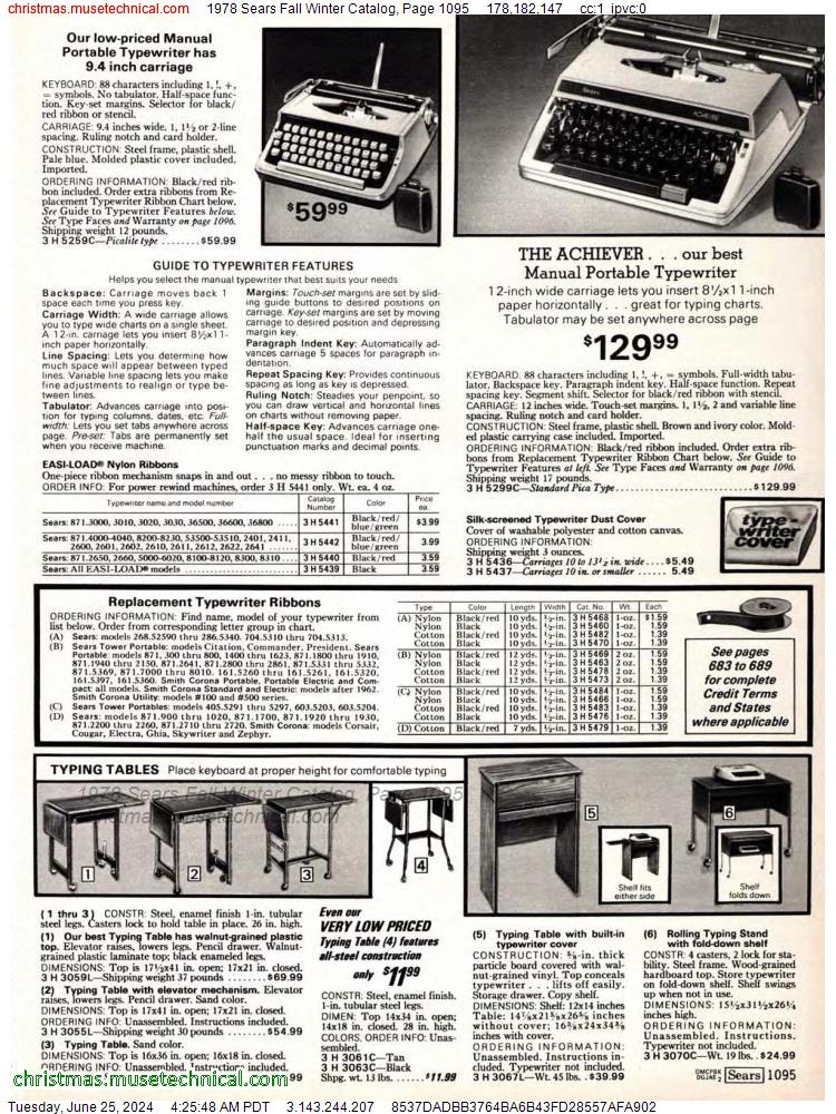 1978 Sears Fall Winter Catalog, Page 1095