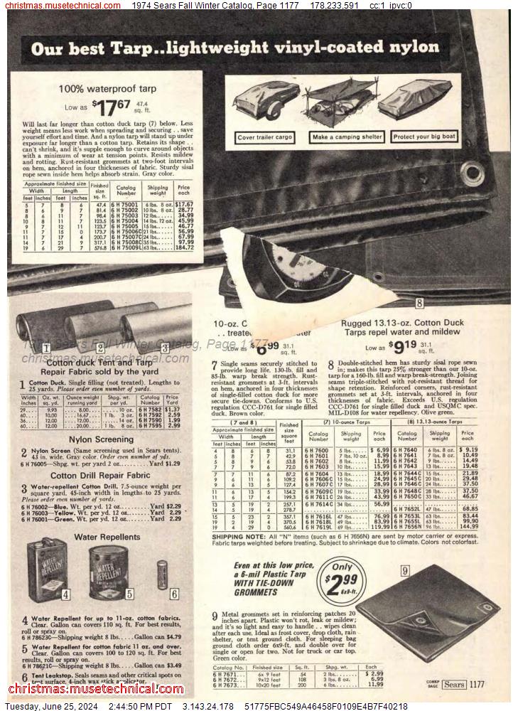 1974 Sears Fall Winter Catalog, Page 1177