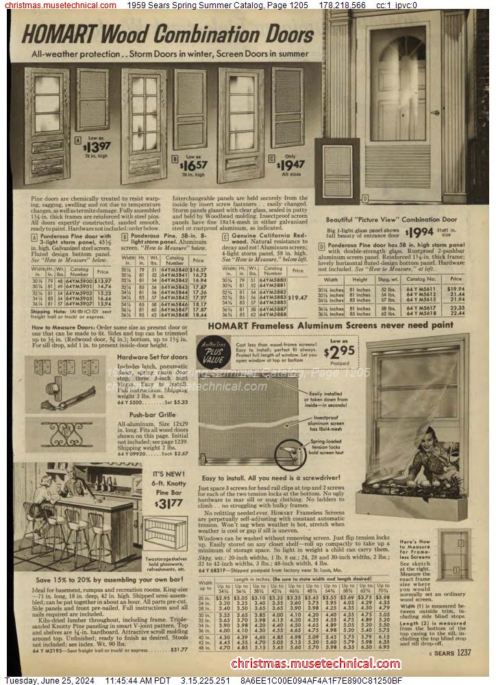 1959 Sears Spring Summer Catalog, Page 1205