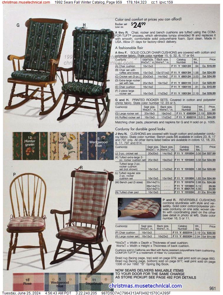 1992 Sears Fall Winter Catalog, Page 959