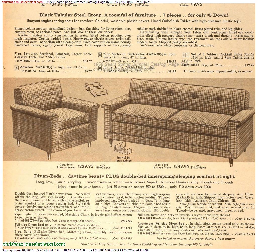 1958 Sears Spring Summer Catalog, Page 829