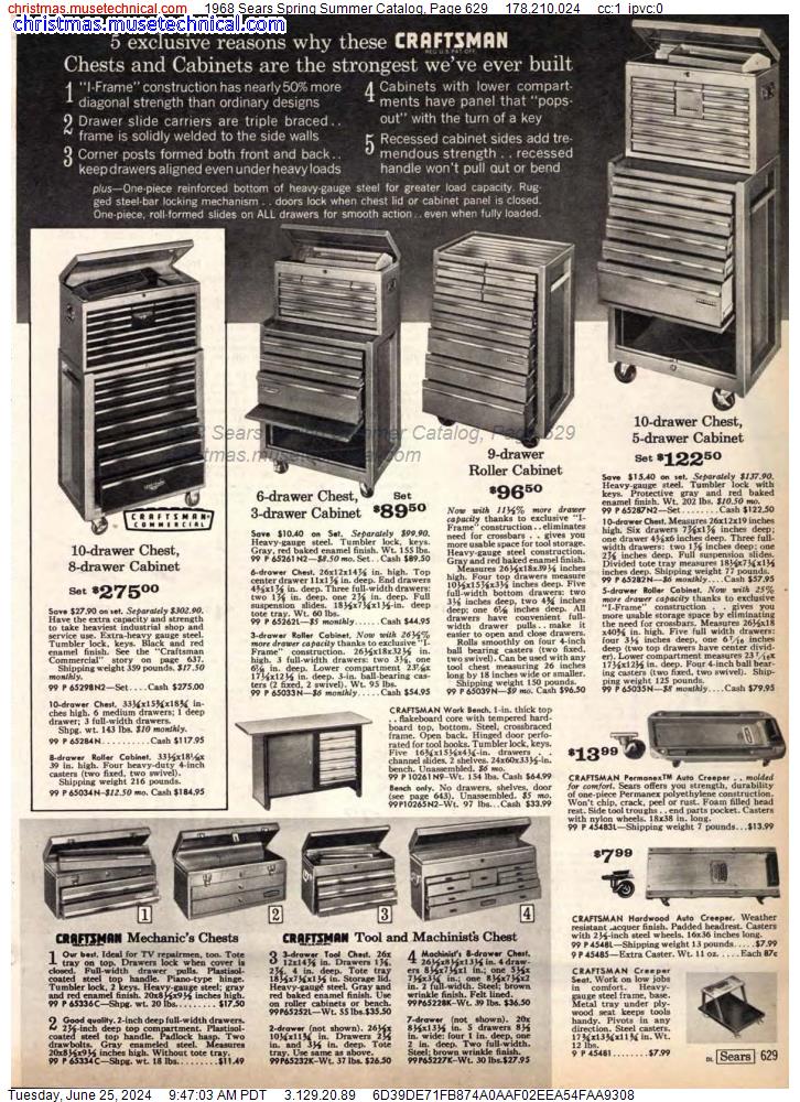 1968 Sears Spring Summer Catalog, Page 629