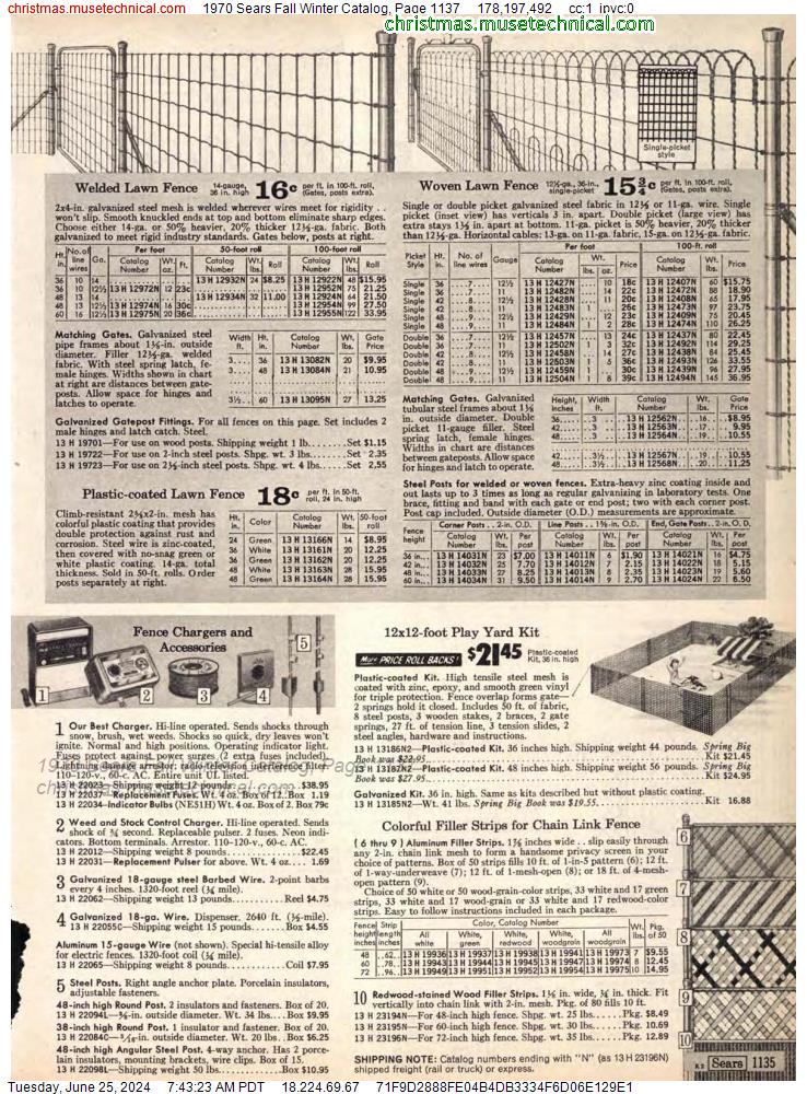 1970 Sears Fall Winter Catalog, Page 1137