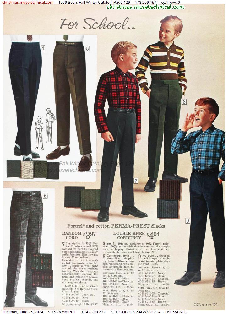 1966 Sears Fall Winter Catalog, Page 129