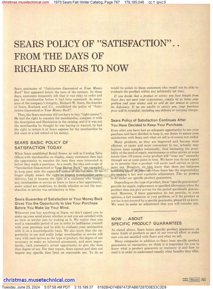 1970 Sears Fall Winter Catalog, Page 767