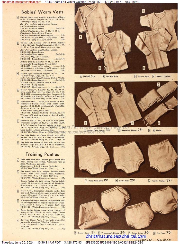 1944 Sears Fall Winter Catalog, Page 287