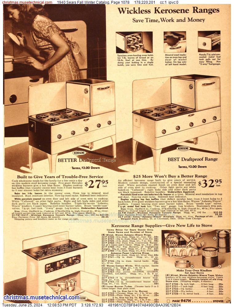1940 Sears Fall Winter Catalog, Page 1078