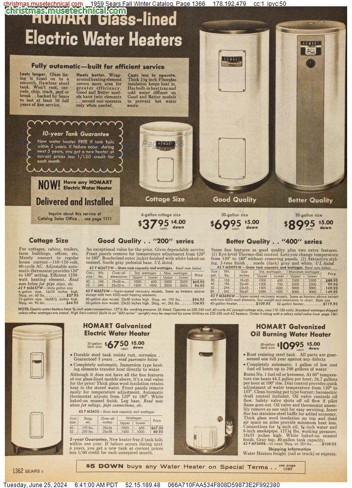 1959 Sears Fall Winter Catalog, Page 1366