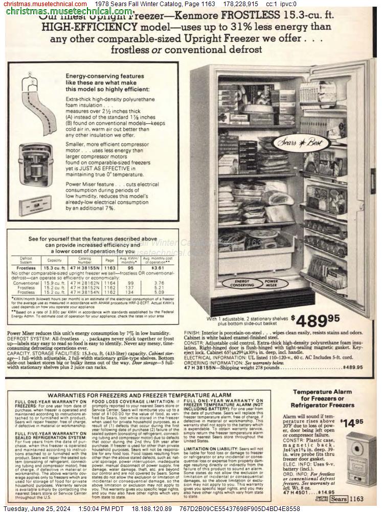 1978 Sears Fall Winter Catalog, Page 1163