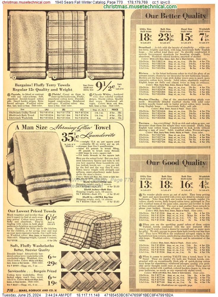 1940 Sears Fall Winter Catalog, Page 770