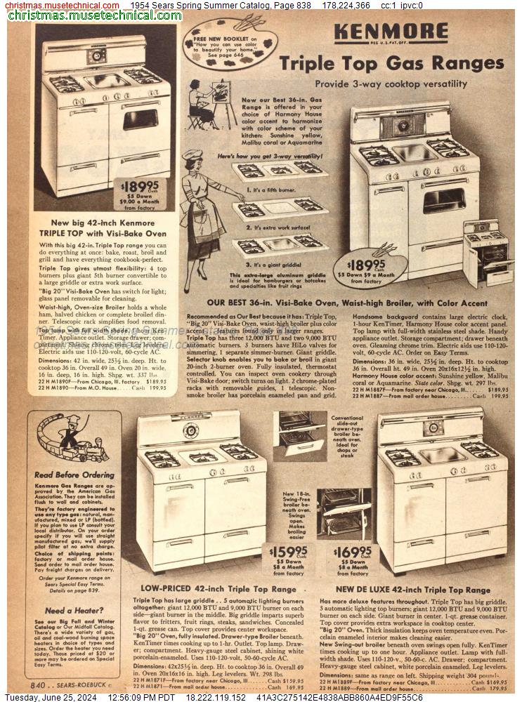1954 Sears Spring Summer Catalog, Page 838