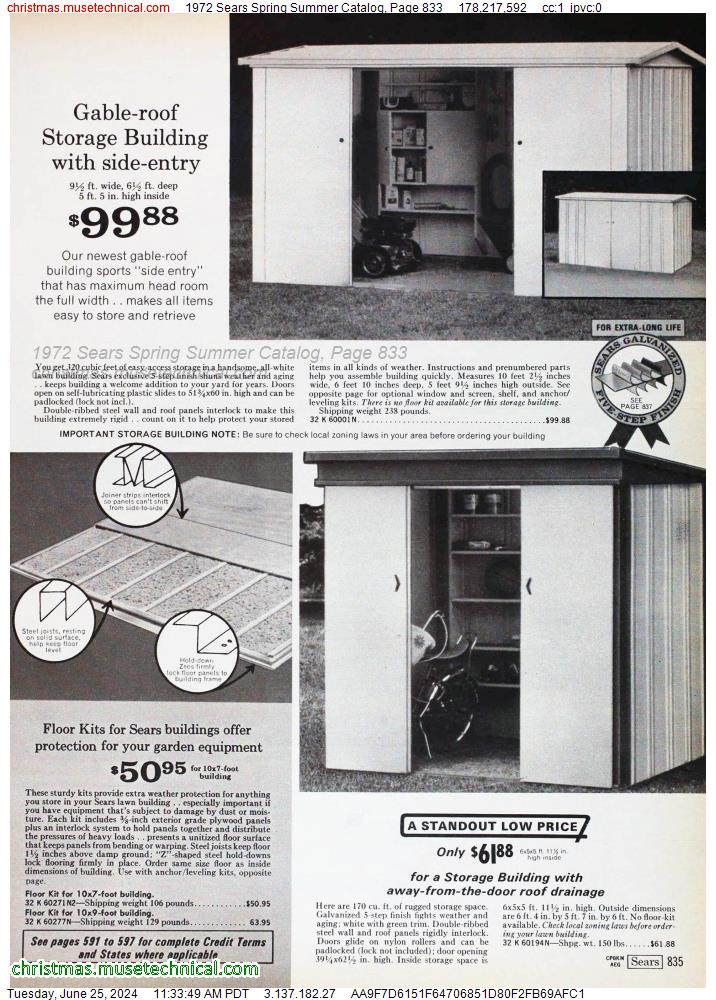 1972 Sears Spring Summer Catalog, Page 833