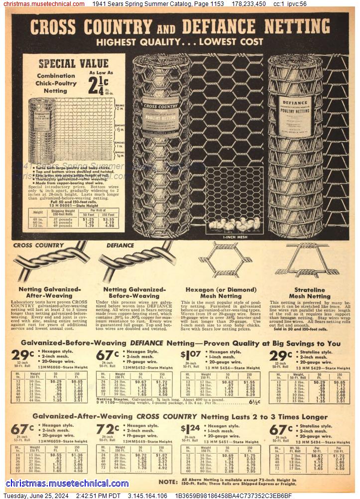1941 Sears Spring Summer Catalog, Page 1153