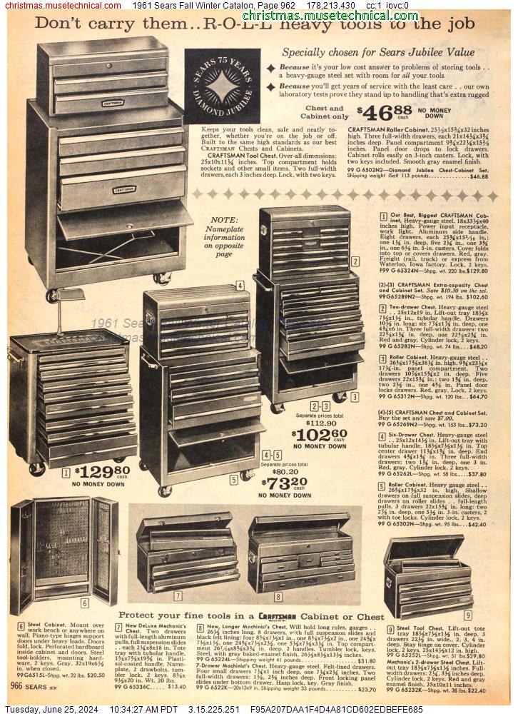 1961 Sears Fall Winter Catalog, Page 962