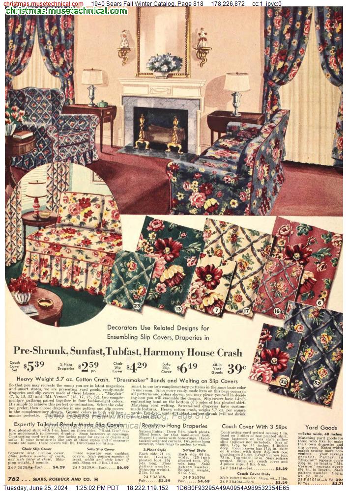 1940 Sears Fall Winter Catalog, Page 818
