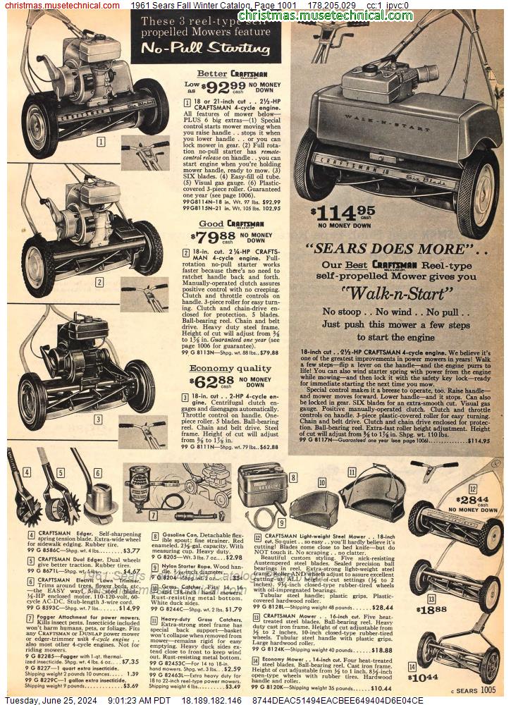 1961 Sears Fall Winter Catalog, Page 1001