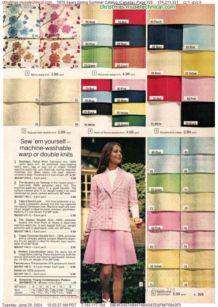 1975 Sears Spring Summer Catalog (Canada), Page 325