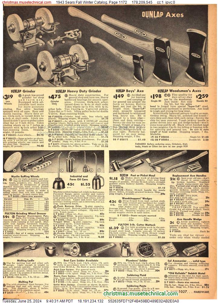 1943 Sears Fall Winter Catalog, Page 1172