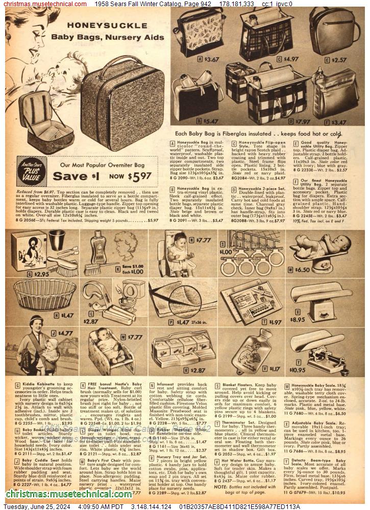 1958 Sears Fall Winter Catalog, Page 942